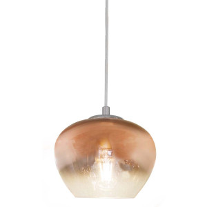 Pendelleuchte, Metall, Glas, Kupferfarben, L 24 cm