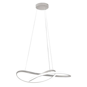 LED Hängeleuchte, grau, weiß, dimmbar, geschwungen, L 50 cm