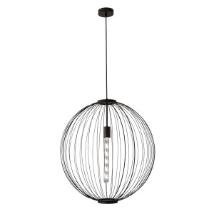 Pendelleuchte, Glas, Schwarz, Metall, 48 cm