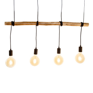 Hängeleuchte, Eukalyptus-Holzbalken, höhenverstellbar, 80 cm