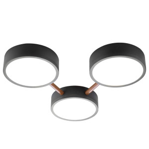 LED Deckenleuchte, schwarz, Holz-Optik, dimmbar, L 45 cm