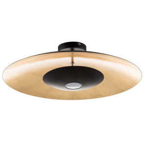 LED Deckenlampe, schwarz-gold, rund, Dimmer, 22 cm