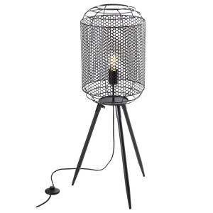 Stehleuchte, schwarz, Gitter-Design, 3-Bein, H 85 cm