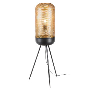 Stehlampe, schwarz-gold, Stativ, Gitter, H 77 cm