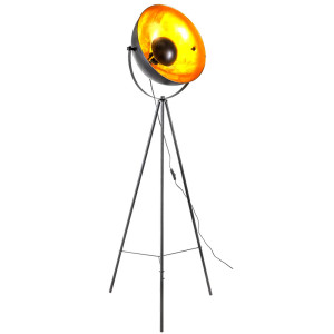 Stehleuchte, 3-Bein, schwarz-gold, H 166 cm, TIMO