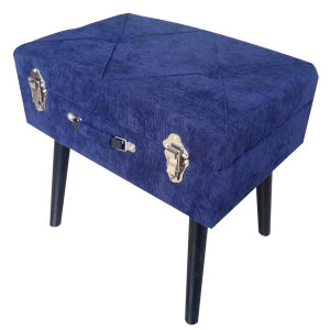 Sitzbank, Patchwork, Cordstoff blau, L 50 cm