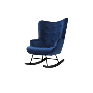 Schaukelstuhl, Samt blau, Höhe 88 cm