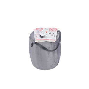 Sitzhocker, Samt-Bezug, Grau, Höhe 40 cm