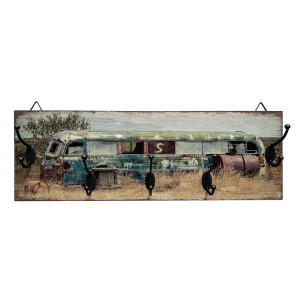 Wandgarderobe, Bus Motiv, 5 Haken, L 60 cm