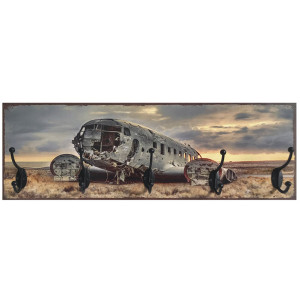 Wandgarderobe, Flugzeug Motiv, 5 Haken, L 60 cm