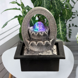 RGB LED Tischbrunnen mit Farbwechsel, Höhe 25,5 cm