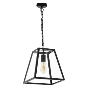 LED Hängeleuchte, Glas, klar, schwarz, L 30 cm