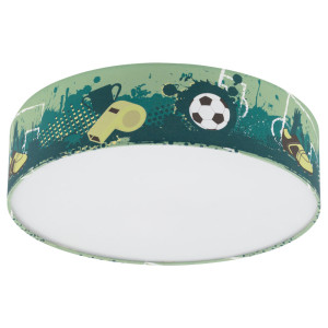 Deckenleuchte, Textil, Fußball-Design, grün, weiß, 38 cm