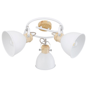 LED Deckenleuchte, Holz-Optik, weiß, Spots beweglich