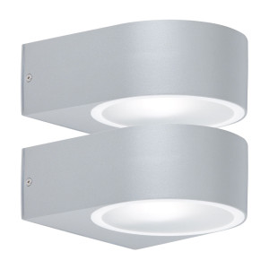 2er Set Wandleuchte, Down-Strahler, Alu grau, 17 cm