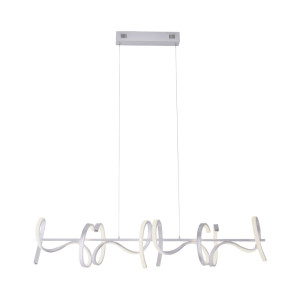 LED Hängeleuchte, silber, Dimmer, geschwungen, L 99 cm