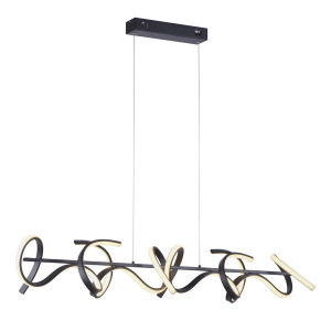 LED Hängeleuchte, schwarz, Dimmer, geschwungen, L 99 cm
