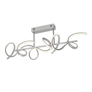 LED Deckenleuchte, silber, geschwungen, Dimmer, L 82 cm