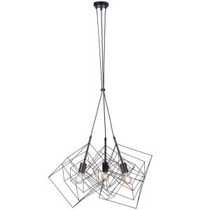 LED Hängeleuchte, Käfig-Schirme, schwarz H 120 cm