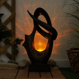LED Solarleuchte, schwarz, Glas Crackle Design H 45 cm