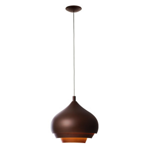 LED Hängeleuchte, dunkelbraun, creme, 38 cm