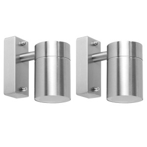 2x Wandleuchte, Edelstahl, silber, H 12 cm