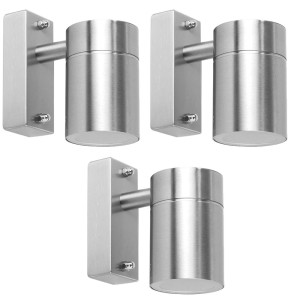 3x Wandleuchte, Edelstahl, silber, H 12 cm
