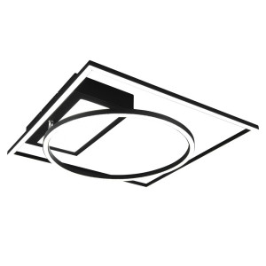 LED Deckenleuchte, schwarz, dimmbar, Fernbedienung, 64 cm