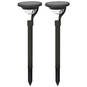 2x LED Solar Steckleuchte, schwarz, transparent, H 43 cm