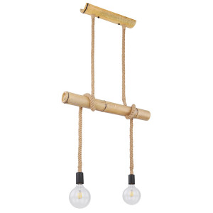 RGB LED Hängeleuchte, Bambus-Balken, Hanfseil, APP-Steuerung