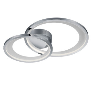 LED Deckenlampe, silber, Ringe, Switch Dimmer, 59 cm