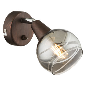 RGB LED Wandleuchte, bronze, Glasspot beweglich, 9,7 cm