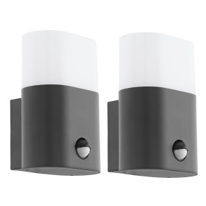 2x LED Wandleuchte, Bewegungsmelder, Alu anthrazit