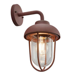 LED Wandleuchte, Laterne, Alu, rostfarben, H 33 cm