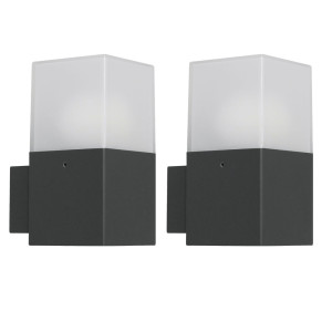 2er Set LED Wandleuchten, ALU, anthrazit, weiß, H 17 cm