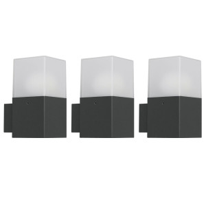 3er Set LED Wandleuchten, ALU, anthrazit, weiß, H 17 cm