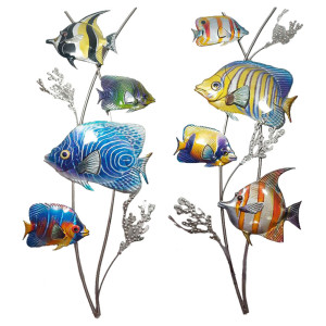 2er Set Wandobjekte, Schmetterling Design, bunt H 73 cm