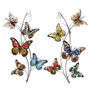 2er Set Wandobjekte, Schmetterling Design, bunt H 73 cm