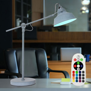RGB LED Tischleuchte, grau, Spot verstellbar, Höhe max. 67 cm