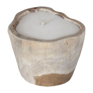 Kerze, Teak-Holz, Natur-Farben, H 20 cm