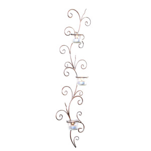 Wandhalter, 3x Teelichter, silber-antik, H 70,5 cm
