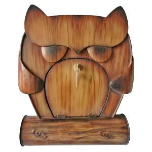 Briefkasten, Holz-Optik, Eule, braun, H 42 cm