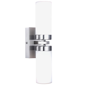LED Wandlampe, silber, Glas opal, H 31 cm