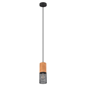 Hängeleuchte, Käfig, Holz, schwarz-matt, H 150 cm