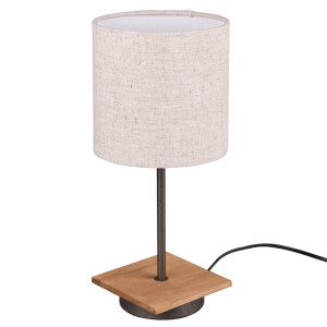 Tischleuchte, Textil, Holz, weiß, nickel-antik, H 40 cm