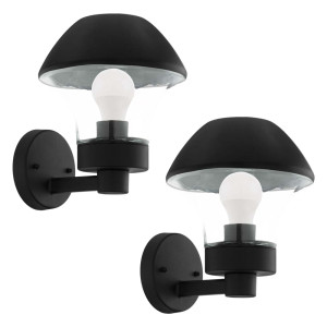 2x LED Wandleuchte, schwarz, Glas klar, App-Steuerung