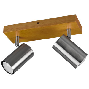 Deckenstrahler, Holz, Spots verstellbar L 26 cm