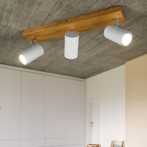 Deckenstrahler, Holz, Spots verstellbar, B 44 cm