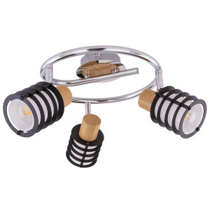 LED Deckenleuchte, Holz, Glas, verstellbar, 25 cm