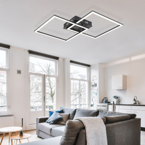 LED Deckenleuchte, quadratisch, schwarz, weiß, L 47 cm